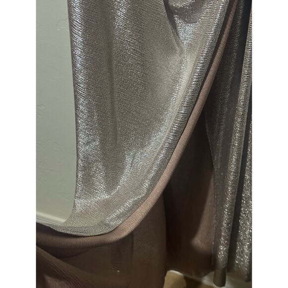 Metallic Halter Cowl Neck Sheath with Slit - Size 18 - Plus Size - Rose Gold - Picture 9 of 9